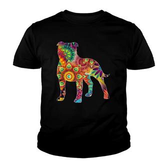 Psychedelic Trippy American Staffordshire Bull Terrier Lover Youth T-shirt | Mazezy