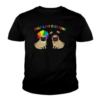 Pugs Love Everyone Gay Pride Tee Youth T-shirt - Thegiftio UK