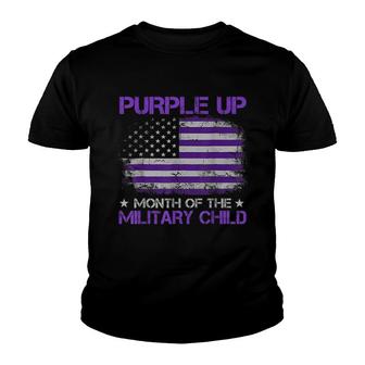 Purple Up For Military Kids Month Military Child Us Flag Youth T-shirt - Seseable