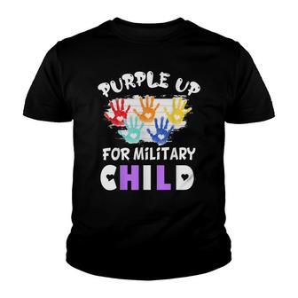 Purple Up For Military Kids Month Of The Military Child Hand Youth T-shirt - Seseable