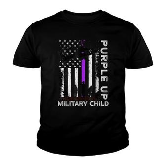 Purple Up Military Kids Military Child Month Us Flag Youth T-shirt - Seseable