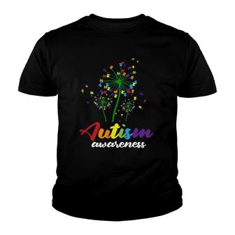 Puzzle Pieces Dandelion Flowers Autism Awareness Gifts Youth T-shirt - Thegiftio UK