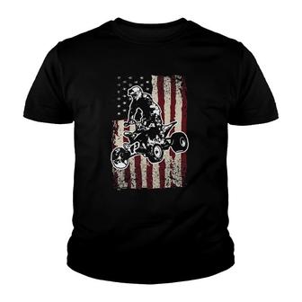Quad Bike Patriotic American Flag Atv Biker Gift Youth T-shirt - Thegiftio UK