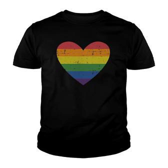 Rainbow Heart Flag For Gay And Lesbian Support Pride Month Youth T-shirt | Mazezy DE