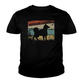 Retro Norwegian Elkhound Dog Breed Norwegian Elkhound Youth T-shirt - Thegiftio UK