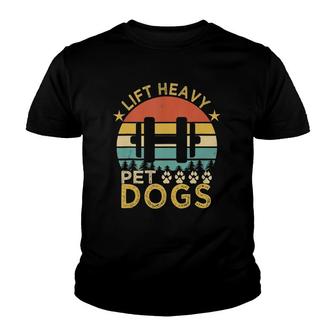 Retro Vintage Weightlifters Lift Heavy Pet Dogs Youth T-shirt - Thegiftio UK