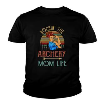 Rockin The Archery Mom Life Funny For Mom Youth T-shirt | Mazezy