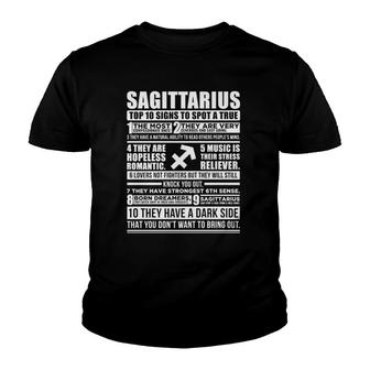 Sagittarius Traits Horoscope Zodiac Sign Gifts Youth T-shirt | Mazezy