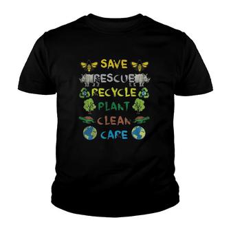 Save Bees Rescue Animals Recycle Plastic Earth Day Version Youth T-shirt - Thegiftio UK