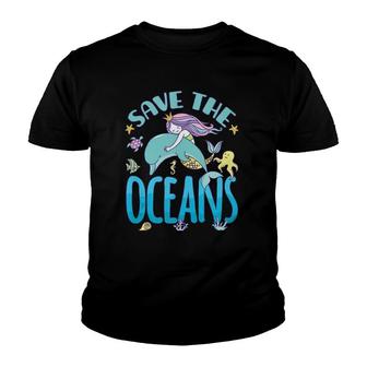 Save The Oceans Mermaid And Dolphin Youth T-shirt - Thegiftio UK