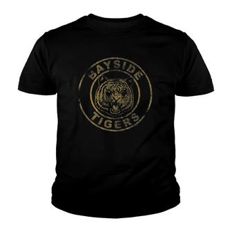 Saved By The Bell Bayside Tigers Distressed Circle Gold Youth T-shirt | Mazezy