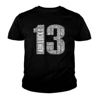 Say Lucky In 13 Different Languages Lucky Gift Youth T-shirt - Thegiftio UK