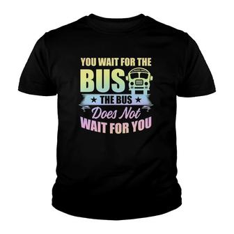 School Bus Driver Student Wait Stop Humor Pastel Rainbow Youth T-shirt - Seseable