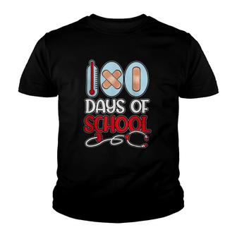 School Nurse 100 Days Of School Love Stethoscope Nurse Life Youth T-shirt - Thegiftio UK