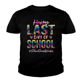 School Social Worker Happy Last Day Of School Funny Tie Dye Youth T-shirt - Thegiftio UK