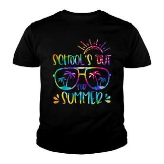 Schools Out For Summer Glasses Last Day Of School Tie Dye Youth T-shirt - Thegiftio UK