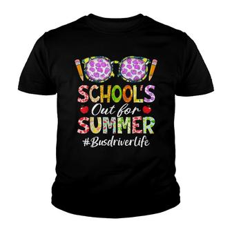 Schools Out For Summer Leopard Sunglasses Bus Driver Life Youth T-shirt - Thegiftio UK