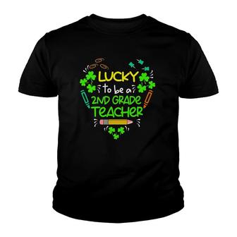 Shamrock Lucky To Be A 2Nd Grade Teacher St Patricks Day Youth T-shirt - Seseable