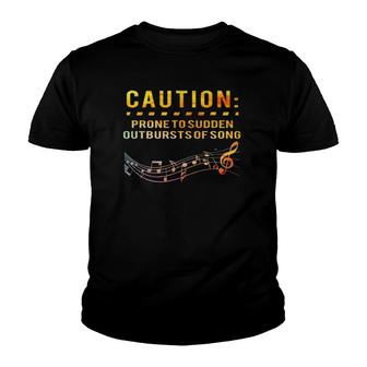 Singing Music Lover Tee Gift - Caution May Start Singing Youth T-shirt - Thegiftio UK