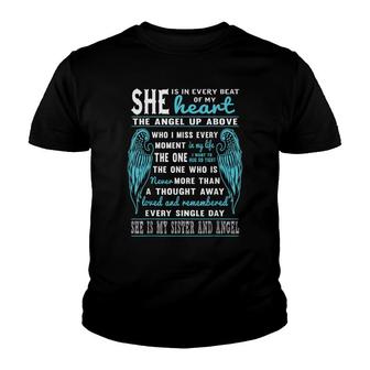 Sister Is My Guardian Angel She Is In Every Beat Of My Heart Youth T-shirt - Seseable