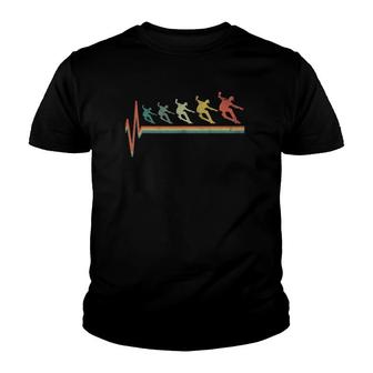 Skateboard Heartbeat Retro Vintage Gift For Skateboarders Youth T-shirt - Thegiftio UK