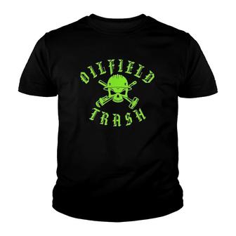 Skull And Hard Hat Oilfield Trash For Oil Industry Youth T-shirt | Mazezy