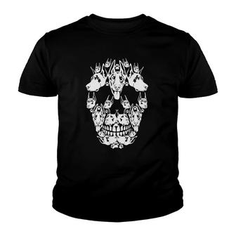 Skull Dobermann Skeleton Halloween Costume Scary Carnival Youth T-shirt - Thegiftio UK