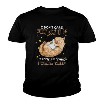 Sleeping Cat I Dont Care What Day It Is Pet Lover Youth T-shirt | Mazezy
