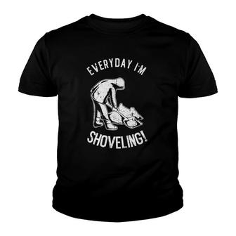 Snow Shovel Everyday Im Shoveling Funny White Xmas Youth T-shirt | Mazezy