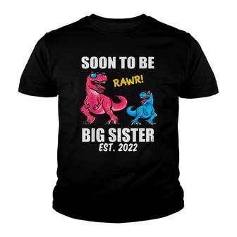 Soon To Be Big Sister 2022 Trex Promoted Big Sister Youth T-shirt - Seseable