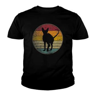 Sphynx Cat Vintage Distressed Retro Silhouette 70S 80S Youth T-shirt - Thegiftio UK