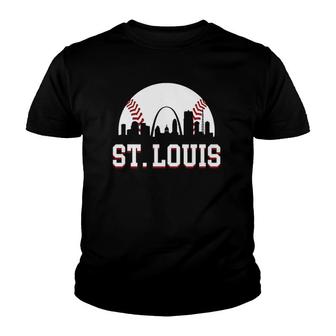 St Louis Skyline Cityscape Downtown Baseball Sports Fan Youth T-shirt - Thegiftio UK