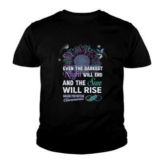 Suicide Prevention Awareness Ribbon Gift The Sun Will Rise Youth T-shirt - Thegiftio UK