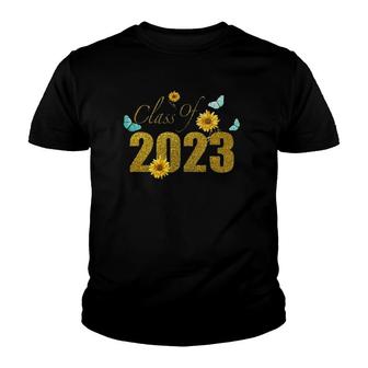 Sunflower Butterfly Graduation Class Of 2023 Gifts Youth T-shirt - Thegiftio UK