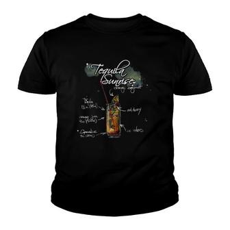 Tequila Sunrise Cocktail Ingredients Cool Bartender Youth T-shirt - Thegiftio UK