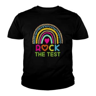 Test Day Rock The Test Teacher Testing Day Rainbow Leopard Youth T-shirt | Mazezy