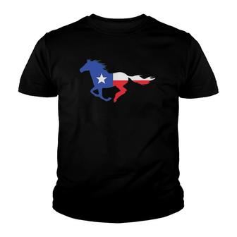 Texas State Flag Running Horse Youth T-shirt - Thegiftio UK