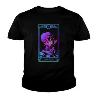 The Fool Smoking Skeleton Tarot Card Skull Pagan Witch Youth T-shirt | Mazezy