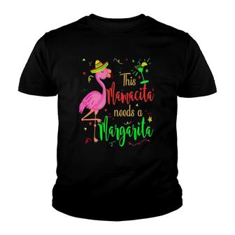 This Mamacita Needs A Margarita Flamingo Drinking Tee Youth T-shirt - Thegiftio UK