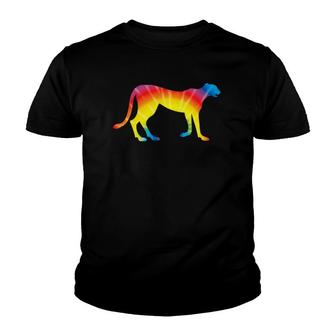 Tie Dye Cheetah Rainbow Print Cougar Hippie Peace Gift Youth T-shirt - Thegiftio UK