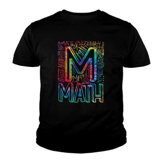 Tie Dye Math Typography Mathematics Math Teacher Gift Youth T-shirt - Thegiftio