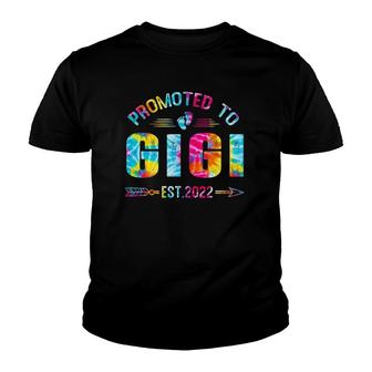 Tie Dye Promoted To Gigi Est 2022 Pregnancy Announcement Youth T-shirt - Thegiftio UK