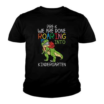 Trex Pre-K We Are Done Roaring Kindergarten Last Day Boys Youth T-shirt - Thegiftio UK