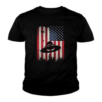 Ufo Usa American Flag 4Th Of July Patriotic Alien Lover Youth T-shirt - Thegiftio UK