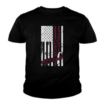 Usa Flag Throat Cancer Awareness Cancer Ribbon Youth T-shirt - Thegiftio UK