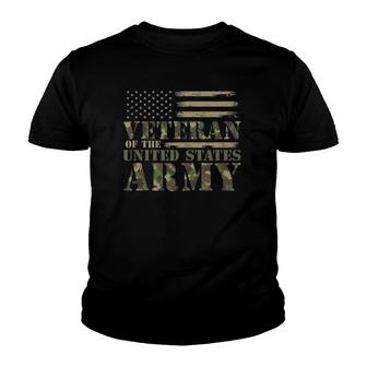 Veteran Of The United States Army Camouflage Us Flag Veteran Youth T-shirt | Mazezy