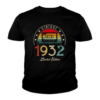 Vintage 1932 Retro Cassette 90Th Birthday 90 Years Old Youth T-shirt | Mazezy