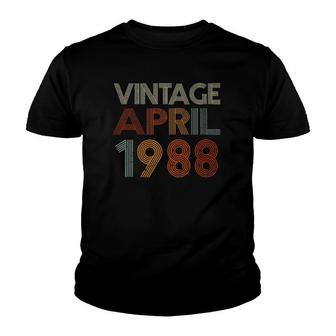 Vintage April 1988 Retro Style 33 Years Old 33Rd Birthday Youth T-shirt - Seseable
