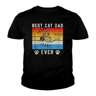 Vintage Best Cat Dad Ever Cat Dad Father Day Gift Youth T-shirt - Seseable