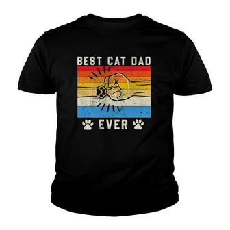 Vintage Best Cat Dad Ever Cat Dad Fathers Day Gift Youth T-shirt - Seseable